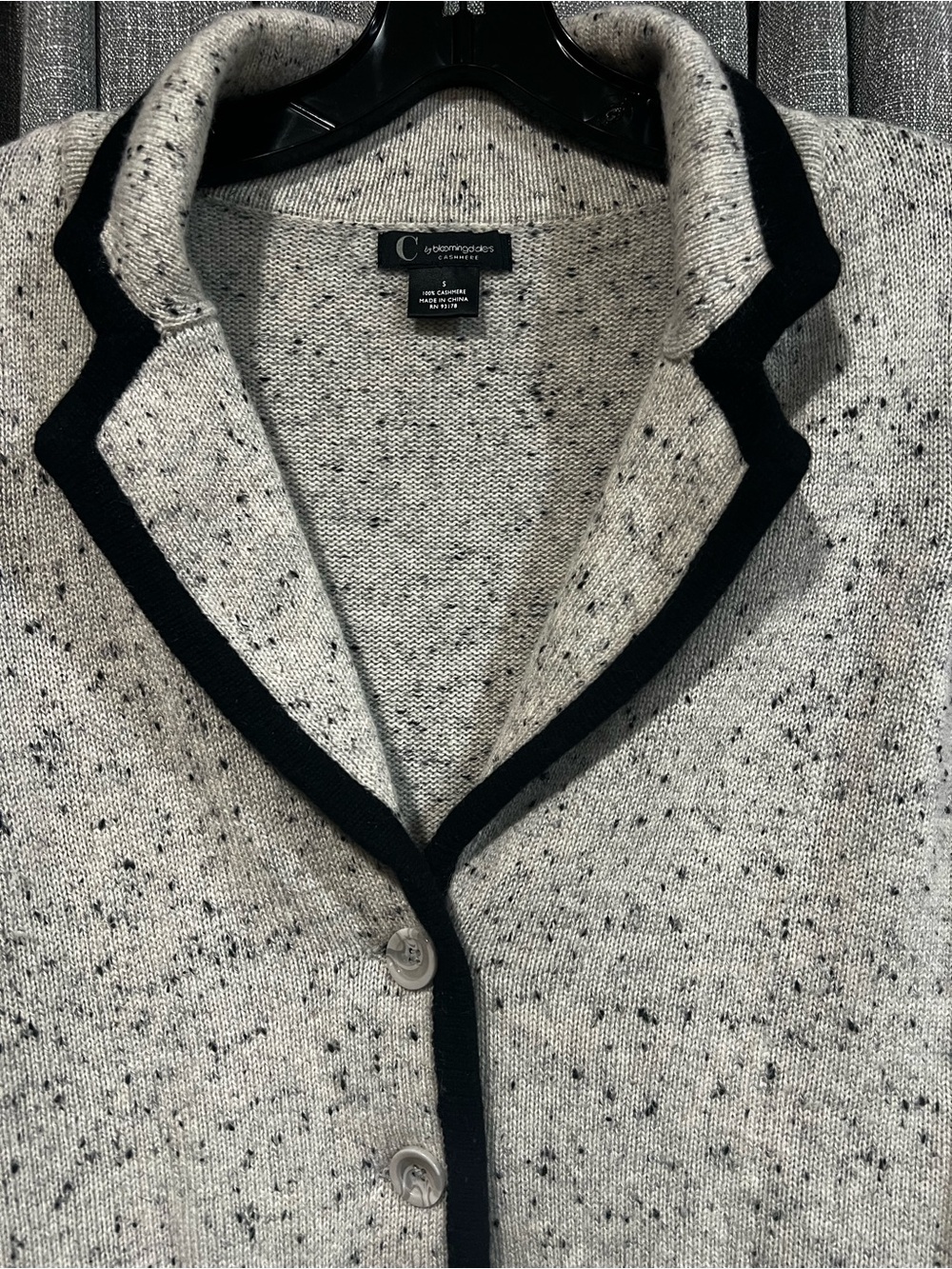 C by Bloomingdale’s 100% Cashmere Knit Blazer Cardigan Speckled Small